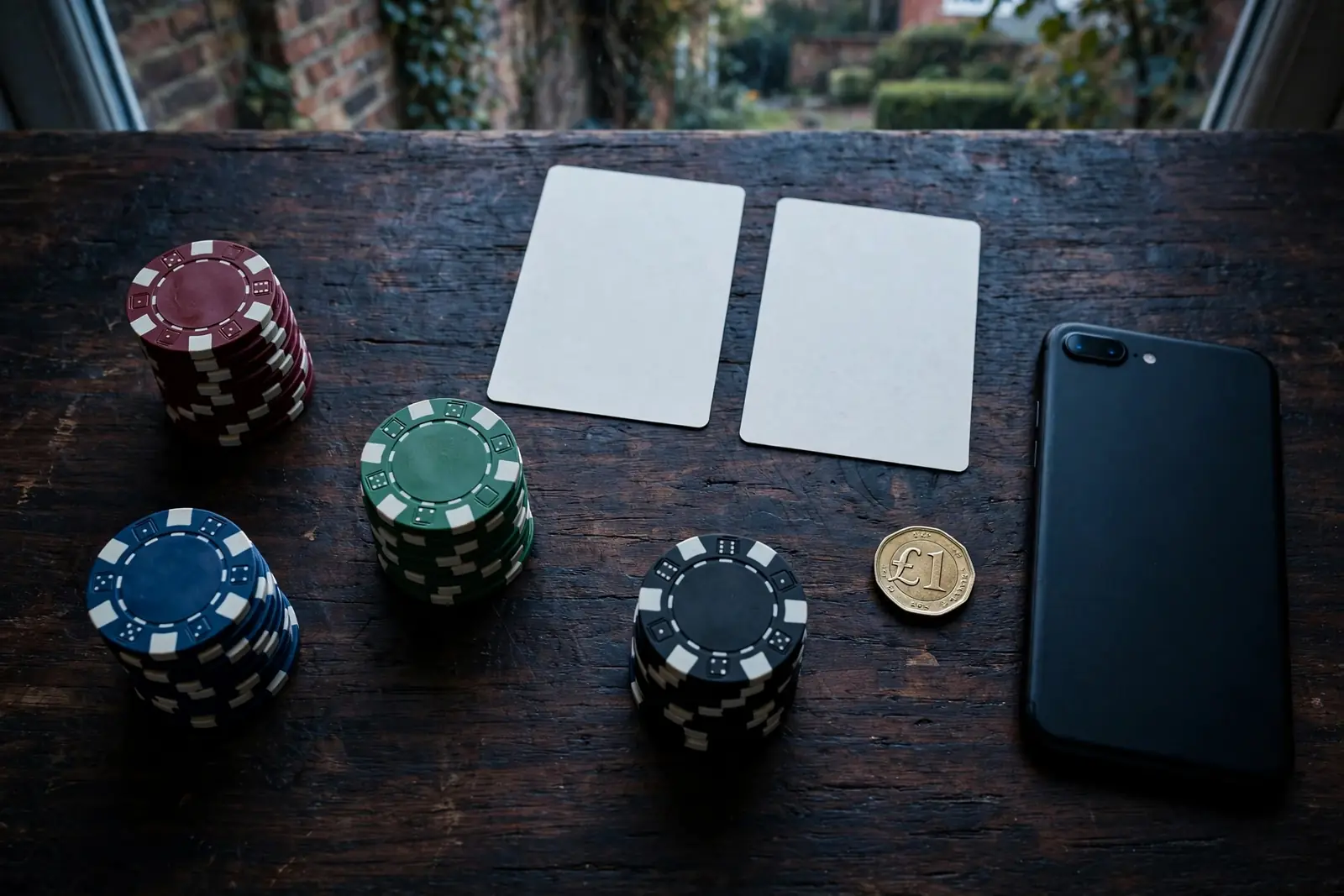 Separate chip groups illustrating distinct stake limits on a table